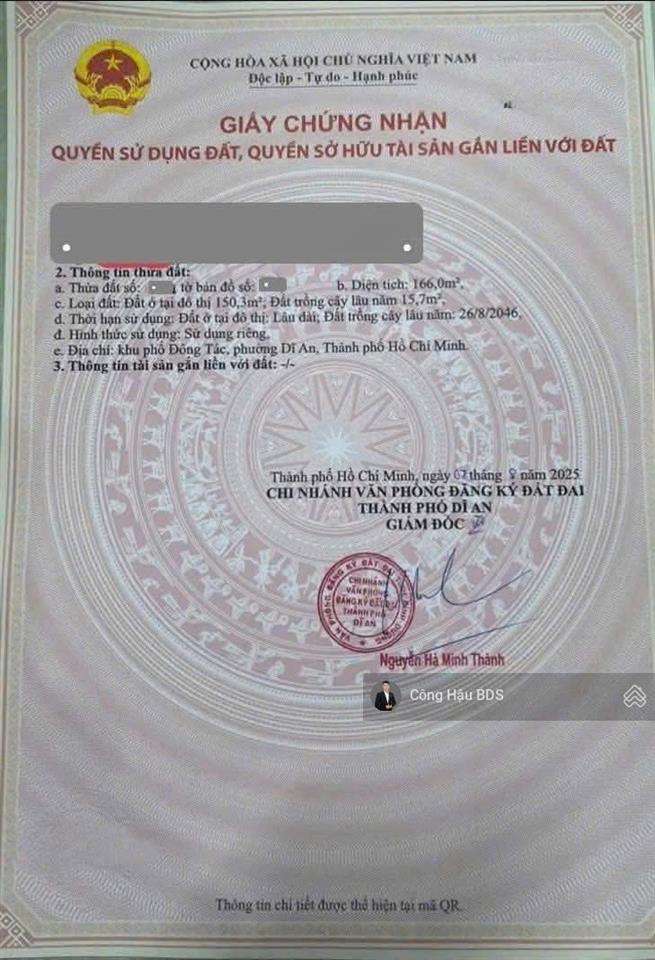 Bán đất trung tâm dĩ an. giá 29.2tr/m2 tl. dt 166m2 (6x28m). odt 150m2. hẻm 1/ nguyễn thái học