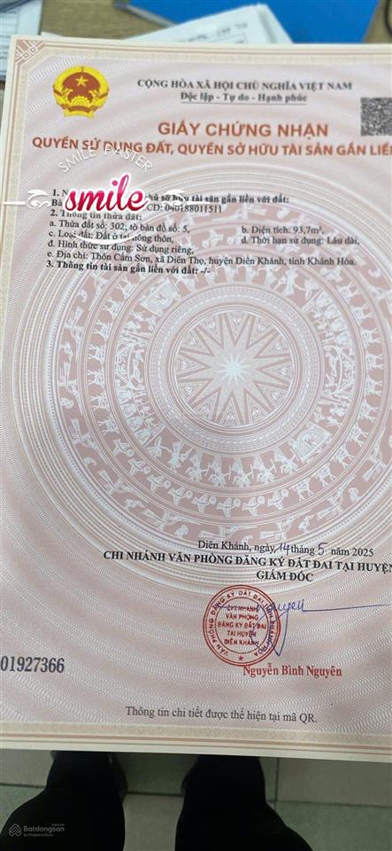 Bán lô đất đẹp giá rẻ 93,7m2, giá 635tr cách tỉnh lộ 2 tầm 40m khánh hòa