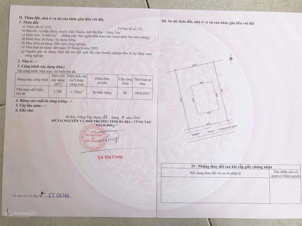 Bán nhà xưởng 6480m mỹ xuân b1 cho nhà đầu tư.