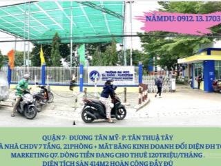Bán tòa nhà chdv 7 tầng đường tân mỹ, tân thuận tây, quận 7, tp.hcm, 22 tỷ, doanh thu 120tr/ tháng