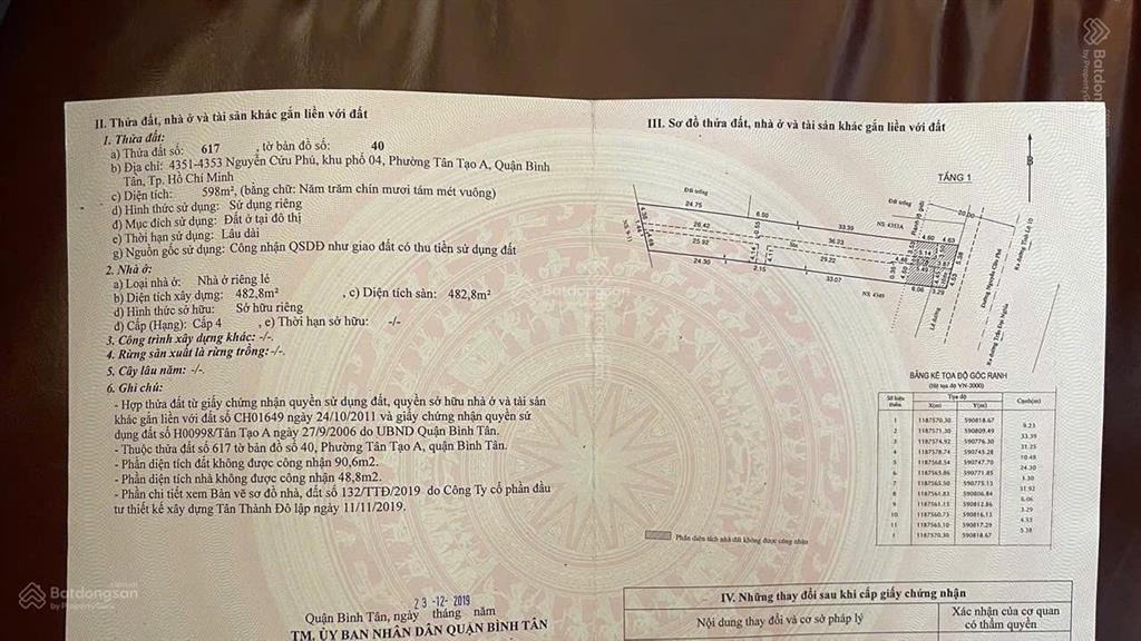 Cần bán gấp 550 m2 đất ở mặt tiền đường nguyễn cửu phú, phường tân tạo a, quận bình tân, tp.hcm