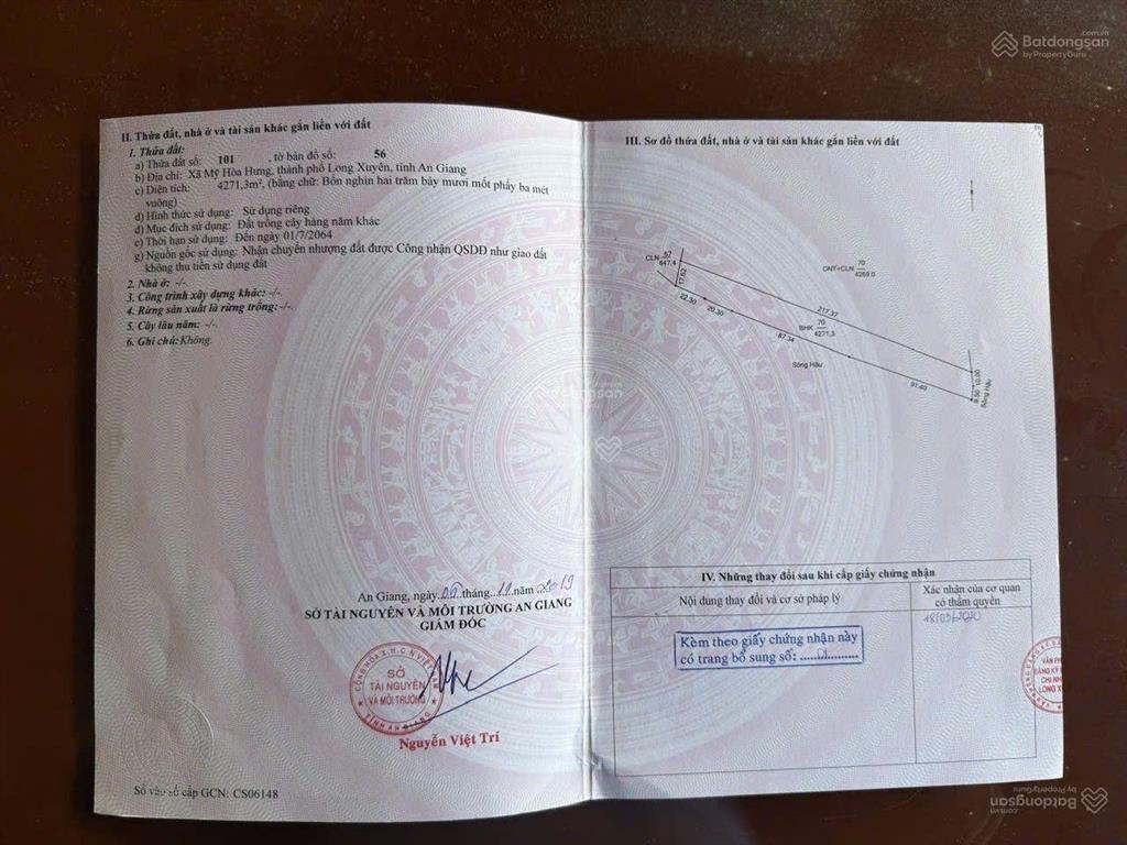 Bán hơn 27 công đất giữa lòng tp long xuyên, an giang bên dòng sông hậu