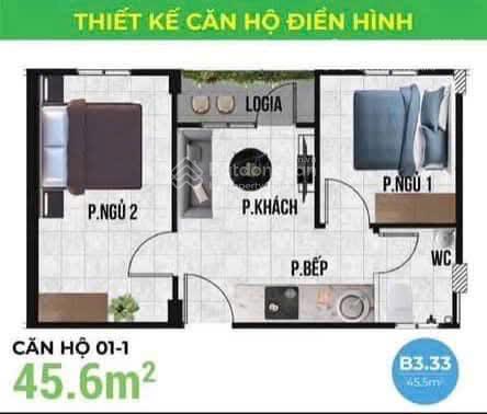 970 triệu, sở hữu căn hộ thương mại 45.7m2, 2pn, 1wc, pháp lý đầy đủ quý 4 nhận nhà