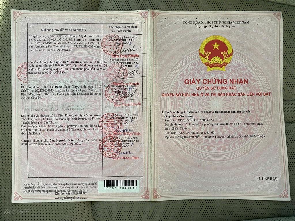 Bán đất mặt tiền tại phường la gi, tỉnh lâm đồng