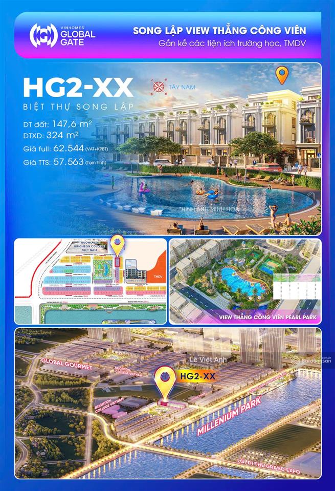 Biệt thự hg22x view công viên pearl park, giá chỉ từ 57 tỷ