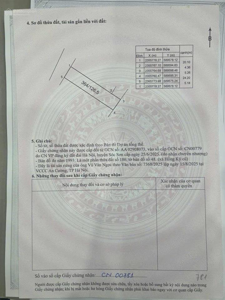 Bán đất 126.5m2 tại thôn hương ninh, đường 3, xã hồng kỳ, sóc sơn, hà nội, giá 3,289 tỷ
