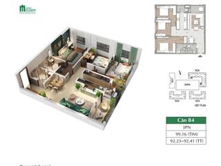 Bán suất ngoại giao căn 3pn 2wc 106m2, giảm 1 tỷ so với giá gốc, kí cđt, htls 24t, full nội thất