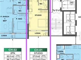 Ld1.0401 studio có ban công view công viên thoáng đẹp dt 31m2, tây nam tt tiến độ 2,34 tỷ bao tp