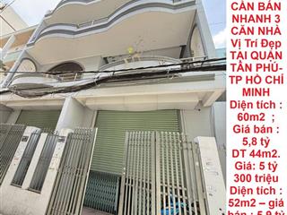 NHÀ ĐẸP – GIÁ ĐẦU TƯ  – CẦN BÁN  NHANH 3 CĂN NHÀ Vị Trí Đẹp TẠI QUẬN TÂN PHÚ-  TP HỒ CHÍ