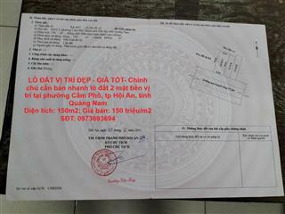 LÔ ĐẤT VỊ TRÍ ĐẸP - GIÁ TỐT- Chính chủ cần bán nhanh lô đất 2 mặt tiền vị trí tại tp Hội