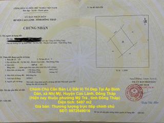 Chính Chủ Cần Bán Lô Đất Vị Trí Đẹp Tại Ấp Bình Dân, xã Nhị Mỹ, Huyện Cao Lãnh, Đồng Tháp