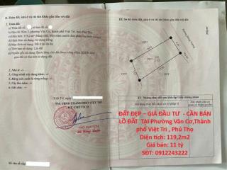 ĐẤT ĐẸP – GIÁ ĐẦU TƯ  - CẦN BÁN LÔ ĐẤT  TẠI Phường Vân Cơ,Thành phố Việt Trì , Phú Thọ