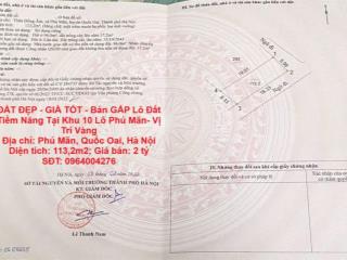 ĐẤT ĐẸP - GIÁ TỐT - Bán GẤP Lô Đất Tiềm Năng Tại Khu 10 Lô Phú Mãn- Vị Trí Vàng