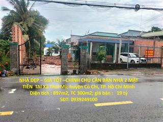 NHÀ ĐẸP – GIÁ TỐT –CHÍNH CHỦ CẦN BÁN NHÀ 2 MẶT TIỀN  TẠI Xã Thái Mỹ, huyện Củ Chi, TP. Hồ