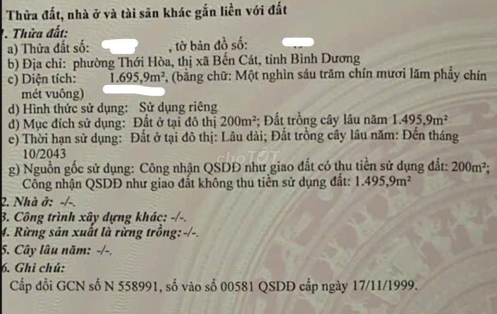 ĐẤT ĐẸP - GIÁ TỐT BÁN ĐẤT TẶNG NHÀ Phường THỚI HÒA BẾN CÁT ĐƯỜNG THẦN TÀI 39 SÁT QUỐC LỘ
