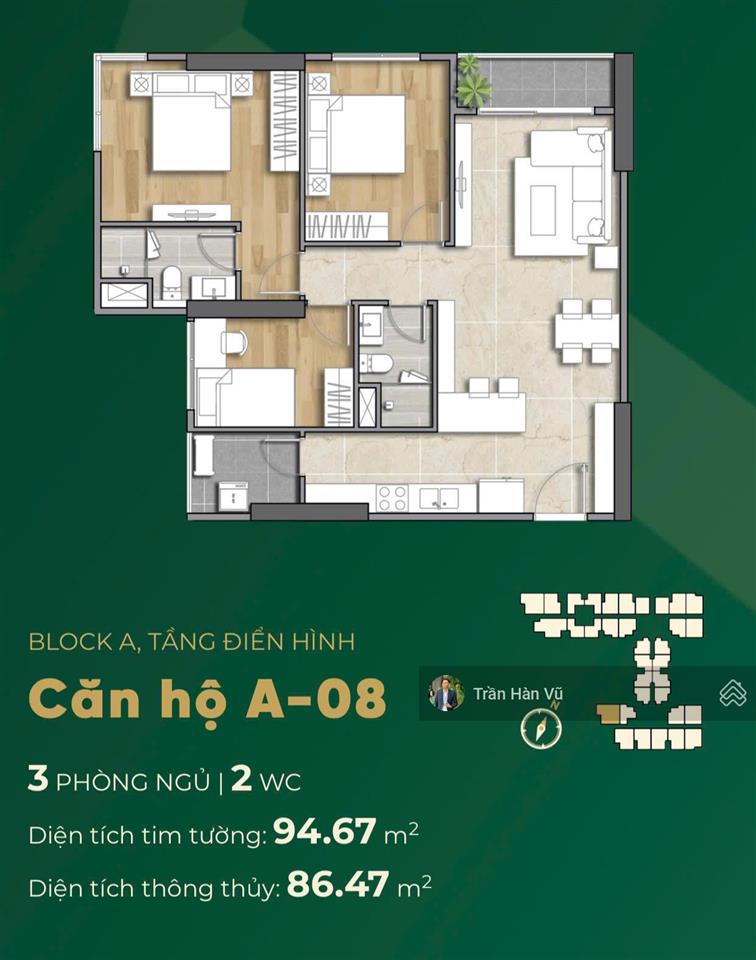 Bán căn góc 3 phòng ngủ chỉ 4,5 tỷ view golf sổ sẵn cc lê phong trần hàn vũ