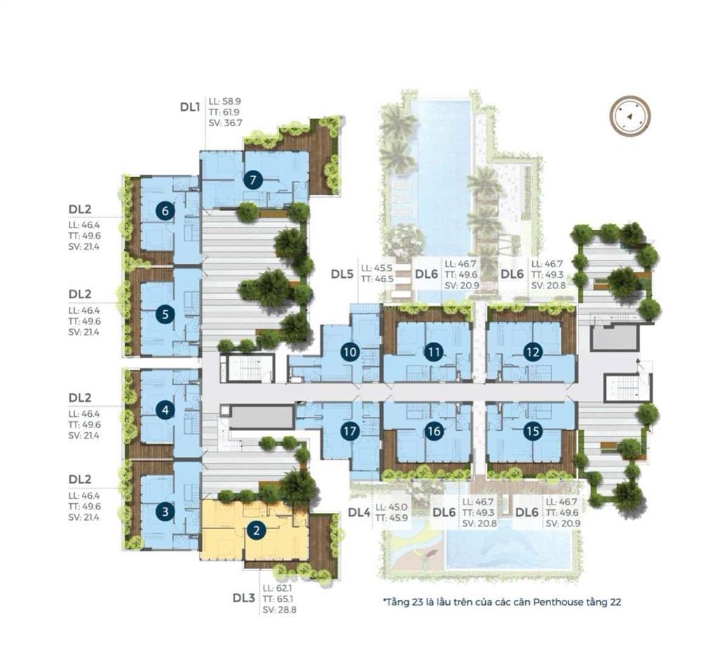 Chuyển nhượng căn hộ precia quận 2 chỉ 5.8 tỷ, dt 71.3m2, 2pn+2wc, nhà mới 96%. xem nhà 0909 621 ***