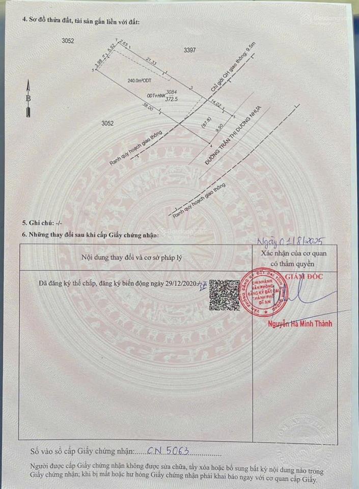 Bán lô đất mặt tiền trần thị dương. diện tích 372,5m2 ngang 9,9m thổ cư 240m2