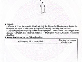 Cần chuyển nhượng 5mặt tiền trục chính vân hoà dt 150m thực tế 210m trong đó có 100m thổ cư