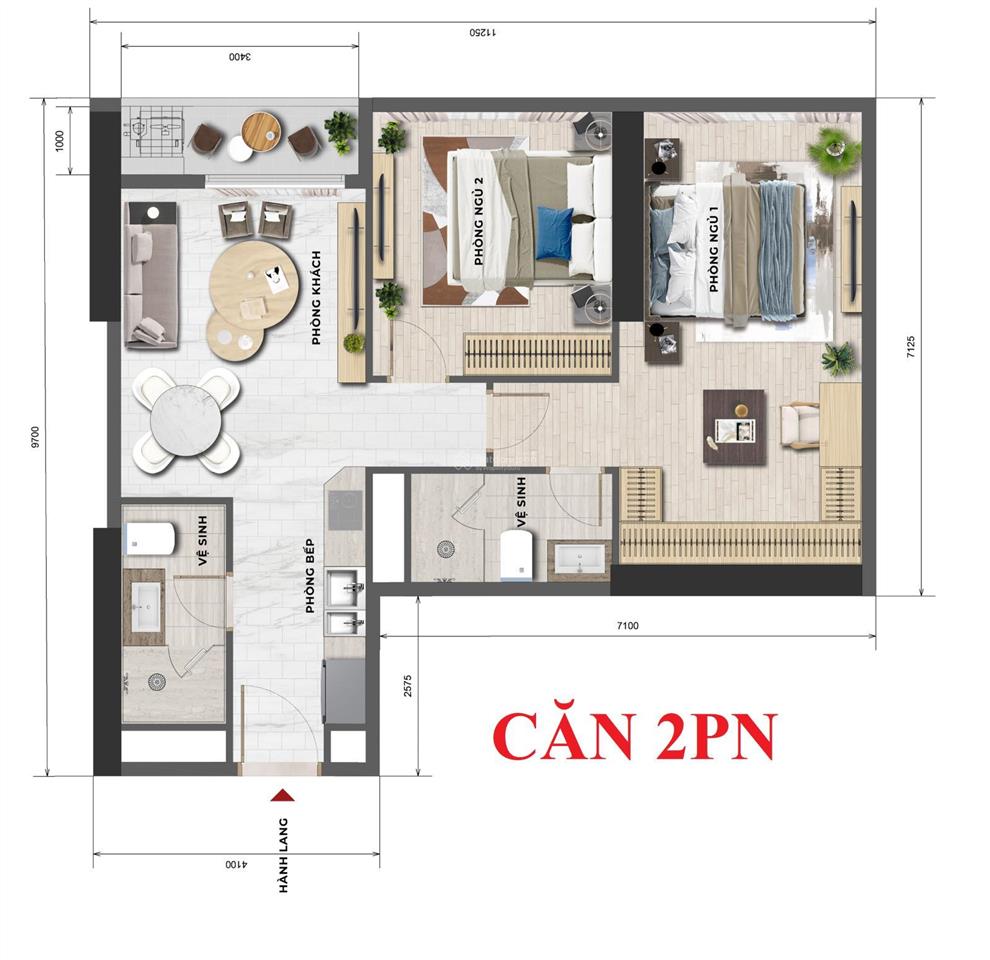 Duy nhất trục căn 2pn 85m2view rất thoáng đẹpgiá rẻ nhấtbàn giao full nội thất 6 saogiá đợt 1