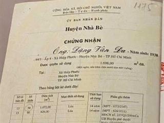 Bán đất mt đường nguyễn văn tạo, hiệp phước, nhà bè
