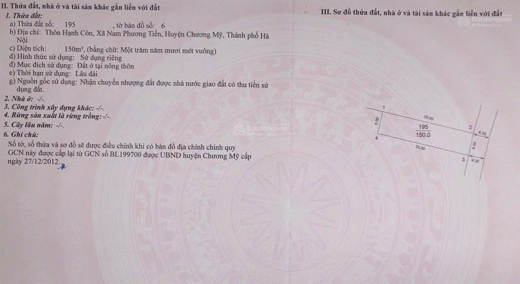 Bán đất tại nam phương tiến chương mỹ hà nội chỉ 18tr/m2 hàng hiếm