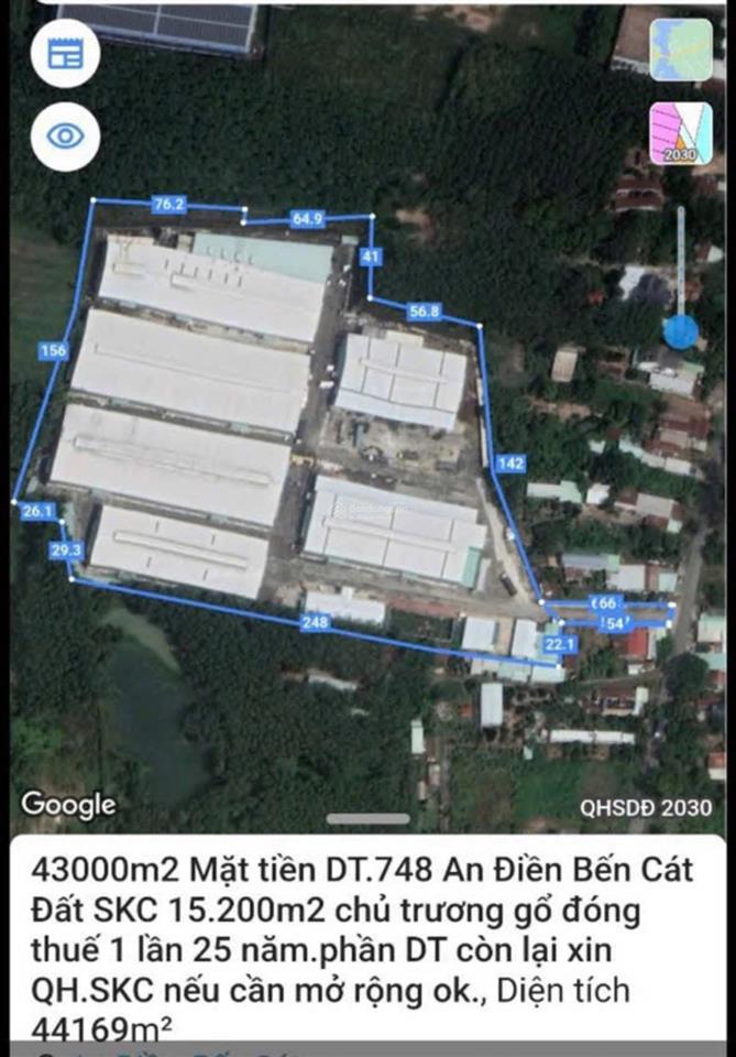 Bán kho, nhà xưởng tại đt 748, an điền, bến cát, bình dương, 223 tỷ, 43000 m2