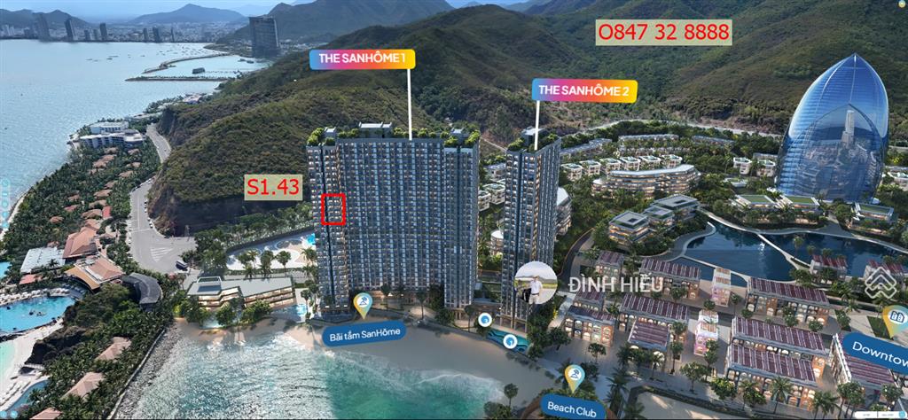 Căn hộ biển libera nha trang, dt 60.6m2 view trực diện biển, ban công đông nam