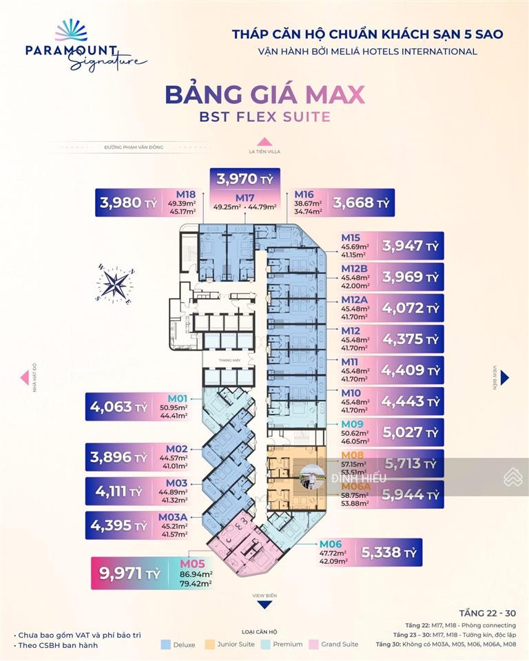 Căn hộ paramount signature ký gửi melia hotel international vận hành, giá 9,9 tỷ đồng