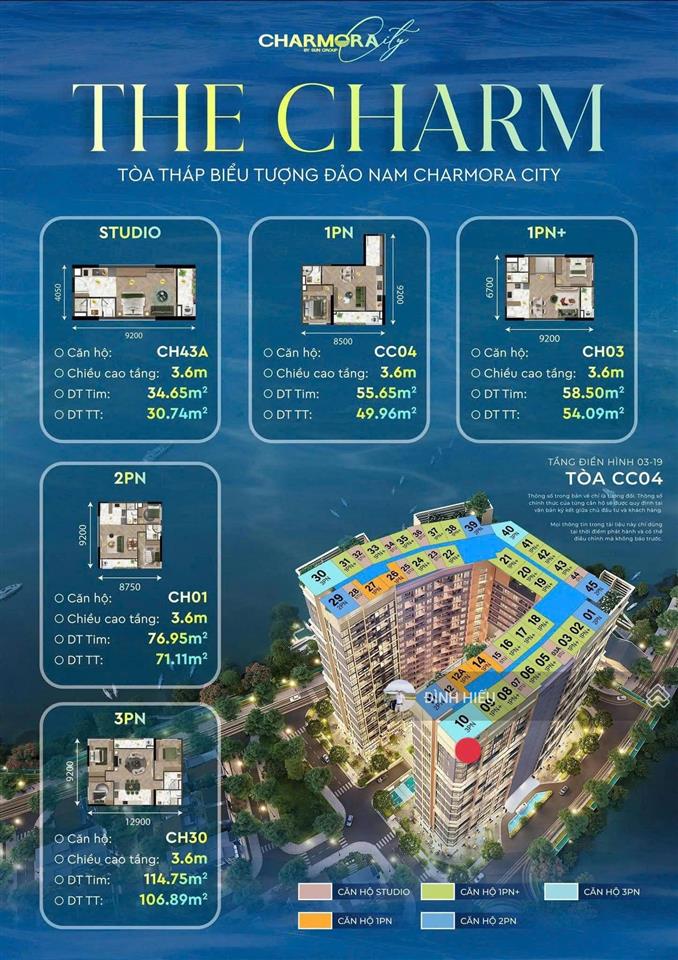 Căn 2pn độc quyền toà the charm view biển, sông. giá bán khoảng 6,1 tỷ | hỗ trợ lấy căn 24/7