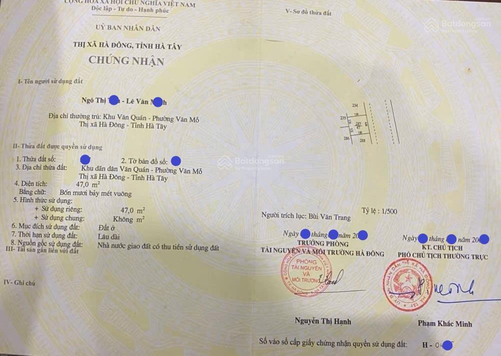 Bán nhà văn quán 50m2, mặt tiền 6m, gần đường nguyễn khuyến, chiến thắng, giá 14 tỷ