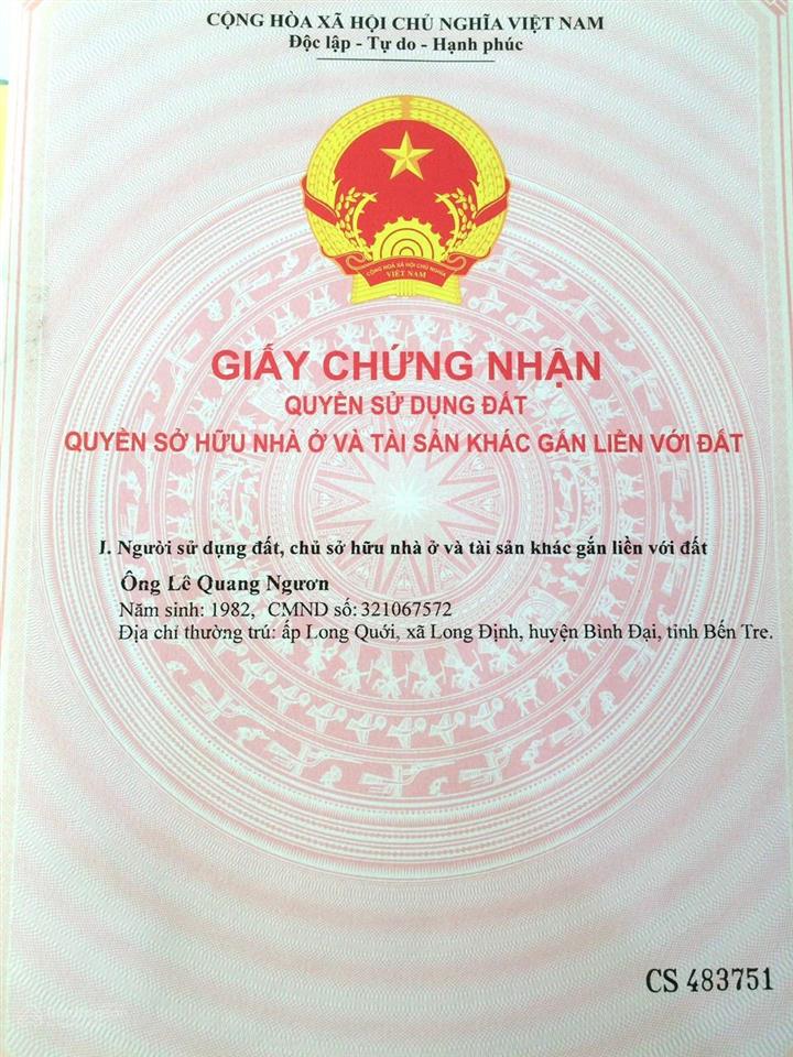 Chính chủ bán mặt tiền ql60, cầu ba lai 2 hướng về tp bến tre