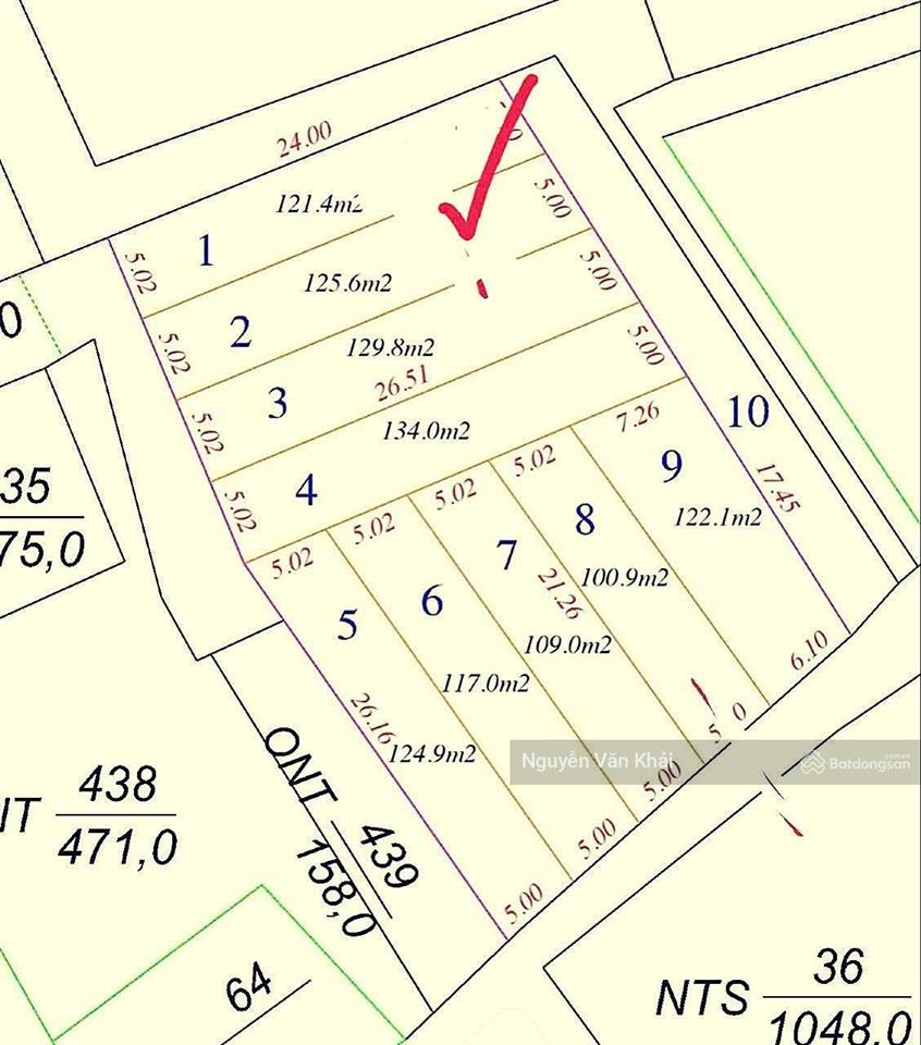 Bán đất f0. định cương xuân lai gia bình dt 125m2 mt 5m, đường 5 m ôtô vào đất 300m ra quốc lộ 17