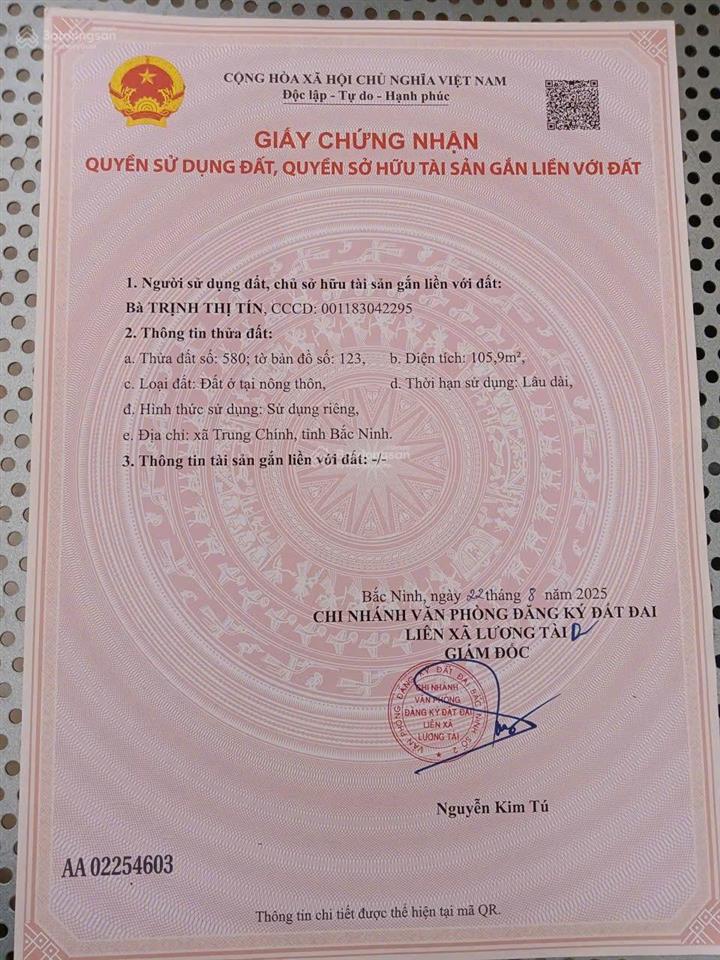 Bán đất nhất trai minh tân lương tài dt 106m2, mt 5m nở hậu đường 5m ô tô vào đất gần chợ trường