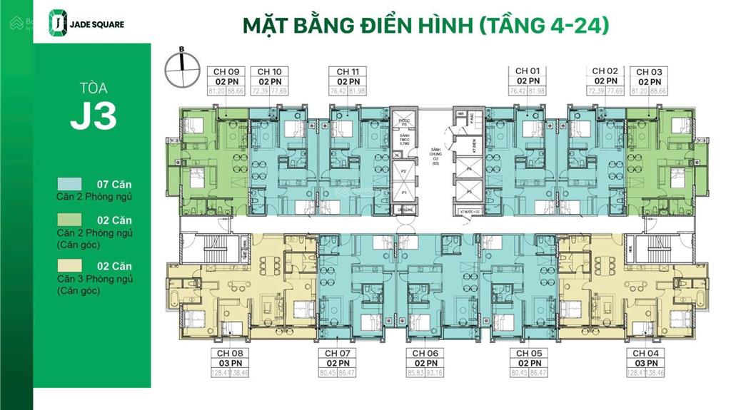 Cần chuyển nhượng căn hộ 2pn t11 dự án jade square tòa j3