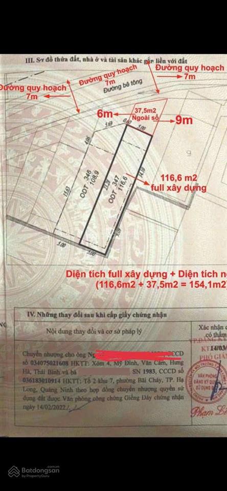 Chính chủ bán lô đất khu 7 cái dăm bãi cháy