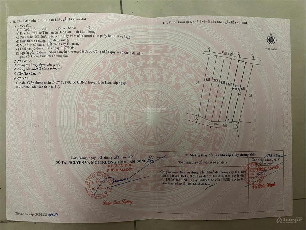 Chỉ 2,5 tr/m2 cần bán 5 lô dt 750m2 (100m2 thổ cư) gần đồi chè tâm châu, thác đam bri, kdl hồ ngọc