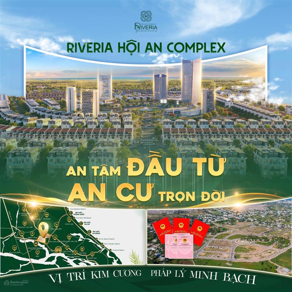 Nhận đặt chỗ mở bán lô đất nền dự án riviera hội an complex dt 126m2 giá 1.45 tỷ/lô