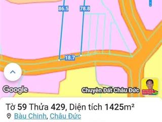 Bàu chinh 1 sào 4 + 100m2 thổ cư giá 2 tỷ 5. gần ql56 khu dân cư 8m mặt tiền đường nhựa