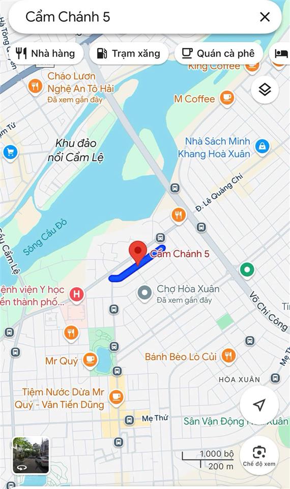 Bán đất mặt tiền đường cẩm chánh 5 gần chợ hòa xuân 100m2 lô sạch giá 4.35 tỉ tlcc