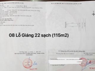 Bán lô đất đẹp lỗ giáng 22, hòa xuân  đấu lưng văn tiến dũng  115m2, giá 4.25 tỉ tl