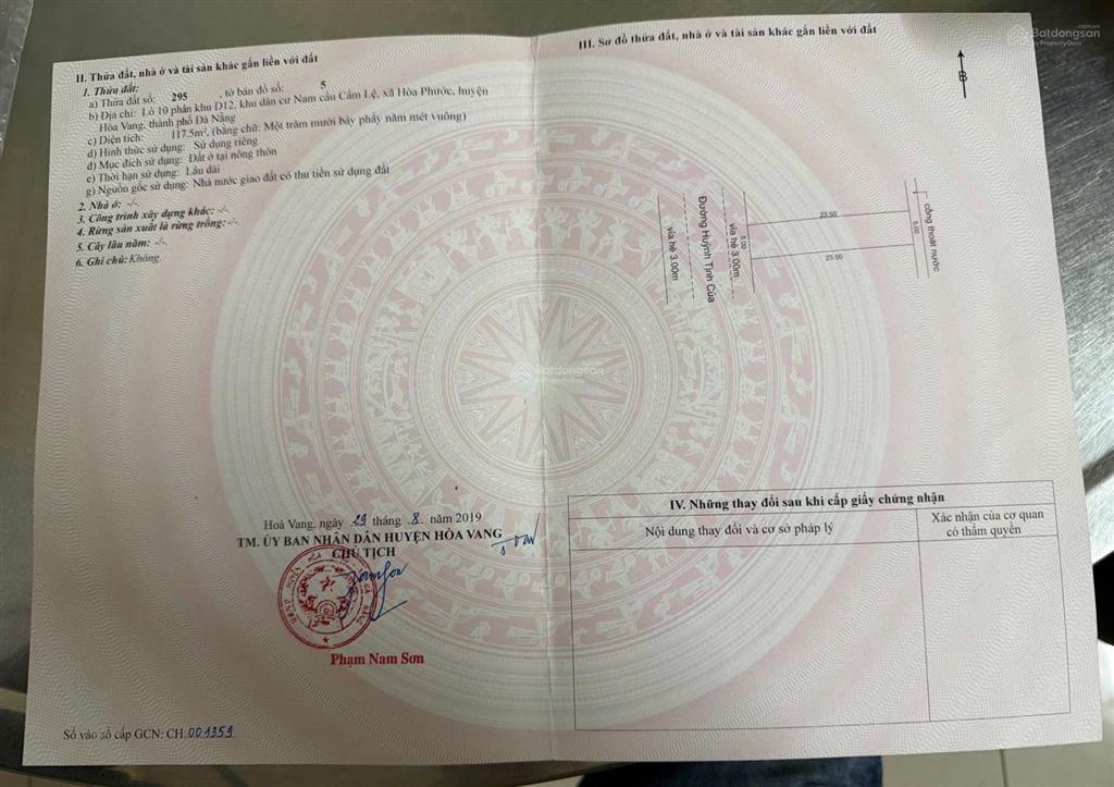 Bán lô đất 117.5m2 huỳnh tịnh của, gần trục lớn phạm hùng và khu dự án noxh  giá rẻ 4.35 tỉ tl