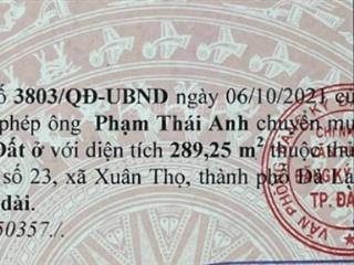 Chính chủ bán đất 3 mặt tiền siêu view 290m2 trung tâm xã xuân thọ đà lạt (gửi môi giới)