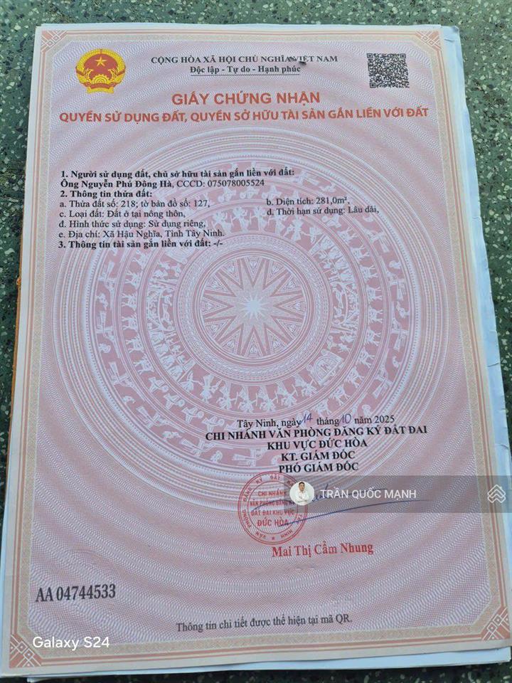 Bán đất 400m2 tại bàu công, tân mỹ, đức hòa, long an, 28 triệu / m2  hot! view đẹp