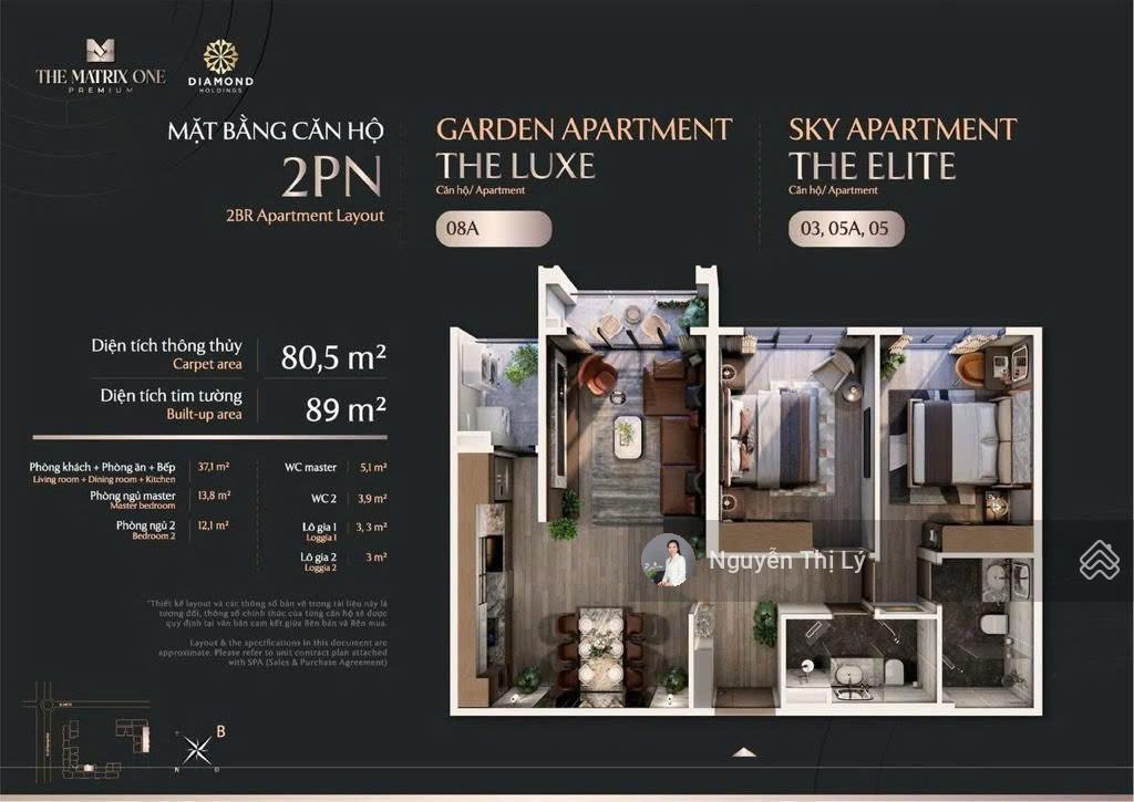 Bán căn hộ the matrix one diện tích 90m², 2pn tiêu chuẩn cao cấp, view không gian xanh, 12.8 tỷ