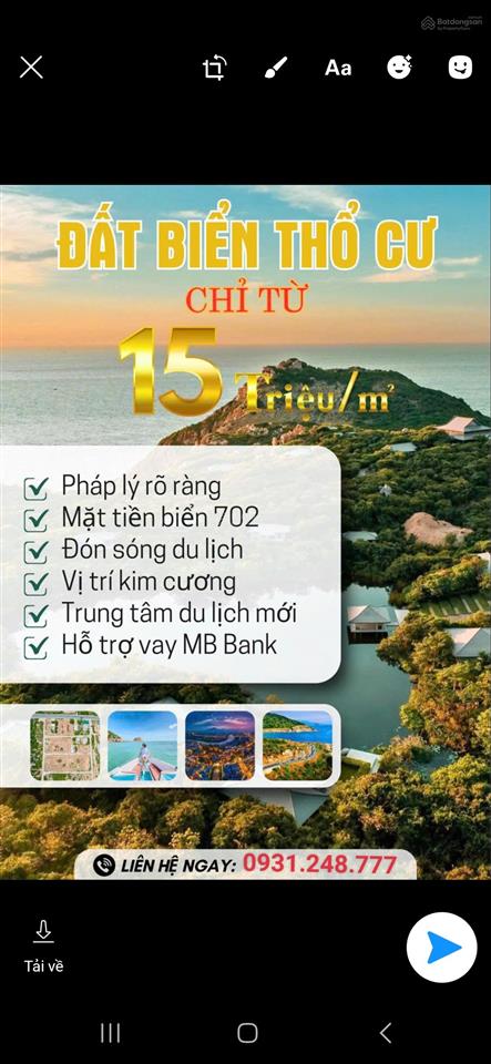 Bán đất mặt biển thôn mỹ hòa, vĩnh hải nam khánh hòa( ninh thuận cũ)sổ hồng riêng,giá 15 triệu/m²