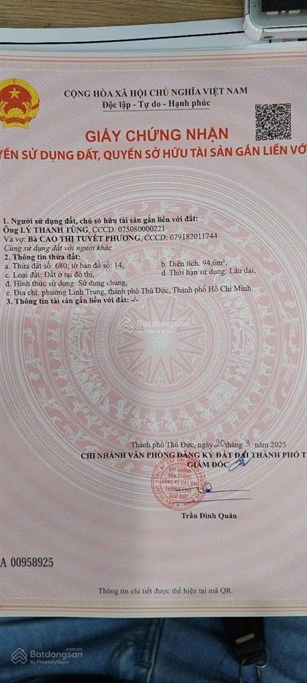 Bán đất mặt tiền đường 18m tại h76 lê văn chí, thủ đức, 94m2, giá 7,5 tỷ còn tl