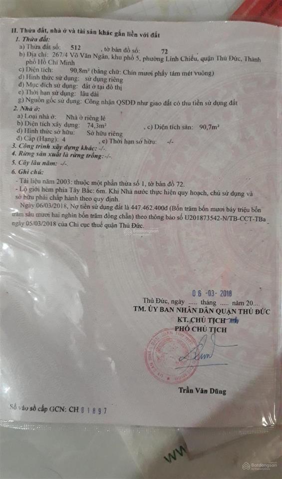 Mặt tiền võ văn ngân dt 87m2 ngang 4mx22m đang cho thuê 70tr/th, giá 27 tỷ còn tl