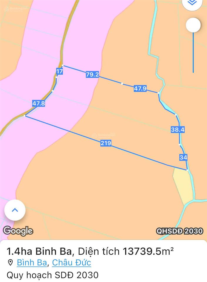 Cần bán 13739m2 đất phủ hồng đất ở, mặt tiền đến 65m sẵn vườn cây, sau lưng có suối