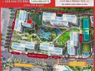 Căn hộ 2pn+ glory heights mua trực tiếp cđt, thanh toán giãn 6  12 tháng